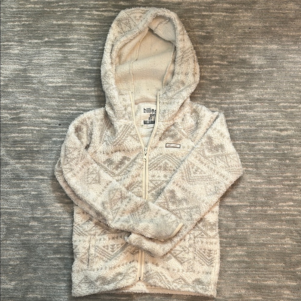 Billabong Cream Hooded Sweatshirt with Geometric Pattern